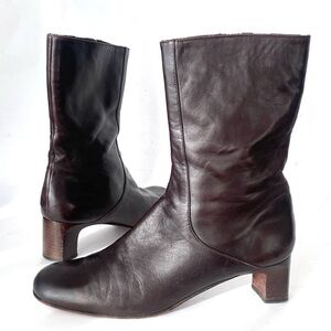 Cole Haan Dark Brown Leather Heeled Boots Sz 7.5 Italy  
Preppy Castlecore Chic